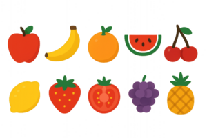 Colorful Collection of Simple Fruit Icons for Creative Projects png