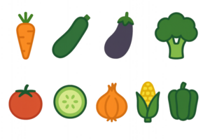 Colorful and Simple Vegetable Icons Set for Web and Print Use png