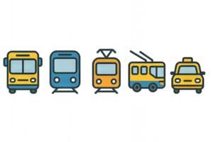 Simple Icons Representing Various Modes of Public Transport Vehicles png