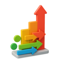 3D Infographic Design with Colorful Arrows and Bars for Growth png