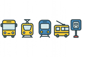 Simple Icons of Public Transport for Graphic Design Projects png