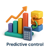 3D Predictive Control Graphs with Calculator and Colorful Elements png
