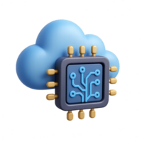 3D Hybrid Computing Concept with Cloud and Chip Design Elements png