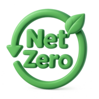 3D Green Net Zero Concept with Circular Arrow and Leaf Design png