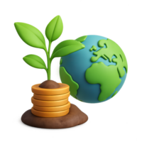 Sustainable Growth Concept with Plant and Earth Illustration png