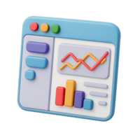 Simple 3D Icon of Software Dashboard with Colorful Graph Elements png