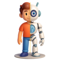 3D AI Transformation of Character with Human and Robot Features png