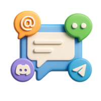 3D Isolated Simple Model of Colorful Messaging Icons and Bubbles png