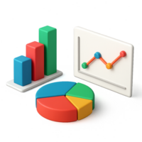 Simple 3D Data Visualization with Bar Graph, Line Chart, and Pie Chart png