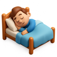 3D Cartoon Character Sleeping on Bed in Simple Style Illustration png