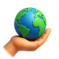 Simplistic Globe in Hand Symbolizing Care for the World and Nature png