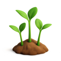 3D Render of Fresh Seedlings Growing from Soil in Simple Design png