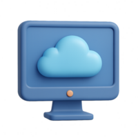 3D Display with Cloud Storage Concept in Simple Design png