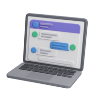 3D Computer Chat Interface with Colorful Simple Design png
