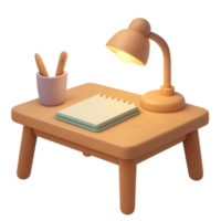 Simple 3D Desk Setup with Lamp and Notepad for Creative Spaces png