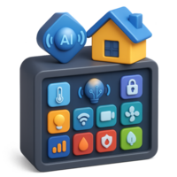 Modern Smart Home Control Interface with Futuristic Design Elements png