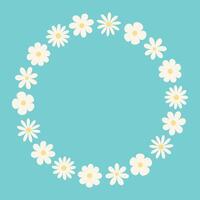 Spring flowers. Round shape frame. Simple flat illustration. vector