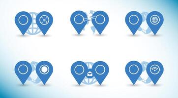 Modern Global Communication and Location Infographic Icons Flat Design Concept vector