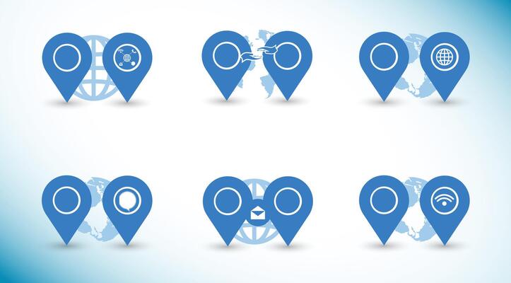 Modern Global Communication and Location Infographic Icons Flat Design Concept