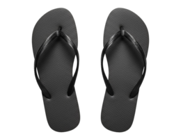 black beach flip flops in top view flat lay on transparent background for warm-weather marketing visuals and travel-themed content png
