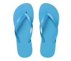 blue Casual beach flip flops flat lay top-down view on transparent background for use in holiday brochures summer style blogs and beach-themed graphics png