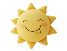 Adorable sun cushion with happy face and soft texture on transparent background ideal for nursery themes sunny interior designs and playful visuals png