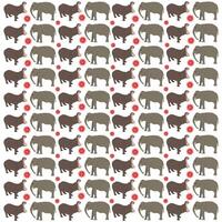 elephant, hippopotamus with fruit as a pattern background vector