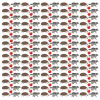 porcupine, raccoon with apple fruit as a pattern background vector