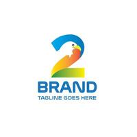 Number two Eagle Logo, Colorful Gradient Animal Branding Symbol vector