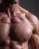 A close up of a man's chest photo