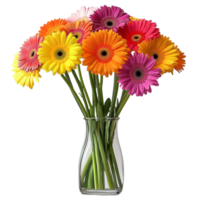 Assorted Gerbera Flowers in Decorative Vase png