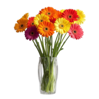 Bright Gerbera Daisies in Elegant Vase Display png