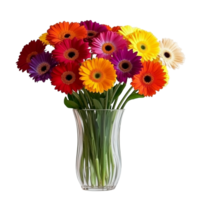 Multicolored Flower Bouquet with Gerberas in Vase png