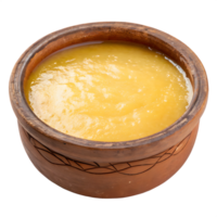 Ghee in a Rustic Clay Pot on Transparent Background png