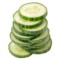 Fresh Stack of Cucumber Slices on Transparent Background png
