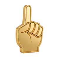 Golden 3D Render of a Hand Gesturing Number One Perfect for Websites Apps and Presentations This high quality image showcases a single index finger pointing upwards png