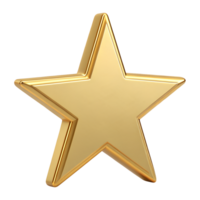 A shiny golden five pointed star award symbol isolated transparent background perfect for ratings reviews and success concepts png
