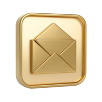 Gold Envelope Icon 3D Render Luxury Email Symbol Golden Mail Message App Design Element png