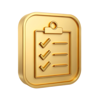 or 3d liste de contrôle app icône tâche la gestion à faire liste achèvement Succès objectif réussite png