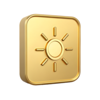 Golden Sun Icon 3D Render Square Button Summer Shiny App UI Element png