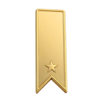A Golden Bookmark with a Star High Quality 3D Render of a Gold Bookmark Perfect for Award Achievement or Success Representations Ideal for Websites Apps and Presentations png