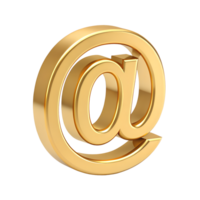 3D Golden At Symbol Email Icon Digital Communication Network Internet Technology This luxurious gold at symbol is perfect for website design or email marketing materials png