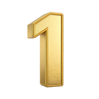 A dazzling gold number one This 3D rendered image features a textured gold one with a bold border perfect for celebratory designs first place awards and ranking concepts png