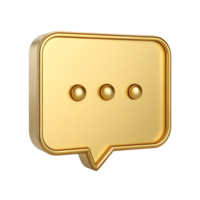 Elegant Gold Speech Bubble 3D Render Perfect for Communication Messaging and Social Media This golden graphic is ideal for websites apps and presentations png