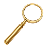 Elegant gold magnifying glass transparent background ideal for research investigation or detective themes perfect for websites presentations or print high resolution image png