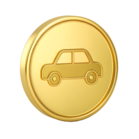 Golden Car Icon on Round Badge Transportation Symbol Luxury Vehicle Sign Gold Coin Automobile Graphic Element for Website App Design png