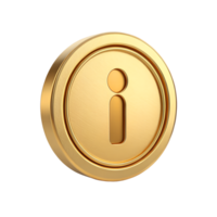 Golden Info Icon Button 3D Render Circular Design Element for Websites Apps and Interfaces Luxury Gold Information Symbol png