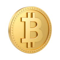 A Golden Bitcoin Cryptocurrency Coin Digital Currency Symbol Financial Investment Concept Close up View of a 3D Rendered Bitcoin png