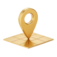Golden 3D Location Pin Icon on Grid Map Luxury GPS Navigation Pointer Symbol for Apps and Websites png