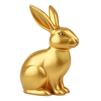 Golden Rabbit Figurine Easter Decoration Luxury Shiny Bunny Sitting Pose A perfect symbol of wealth prosperity luck and springtime Ideal for holidays or home decor png